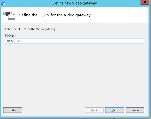 Define new Video gateway