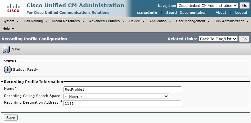 Active Call Recording Configuration for CUCM